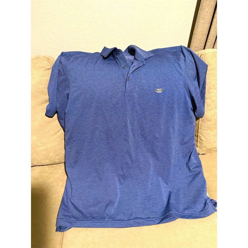 Vineyard Vines Men's XL Blue Striped OTG Sankaty Short Sleeve Polo Logo